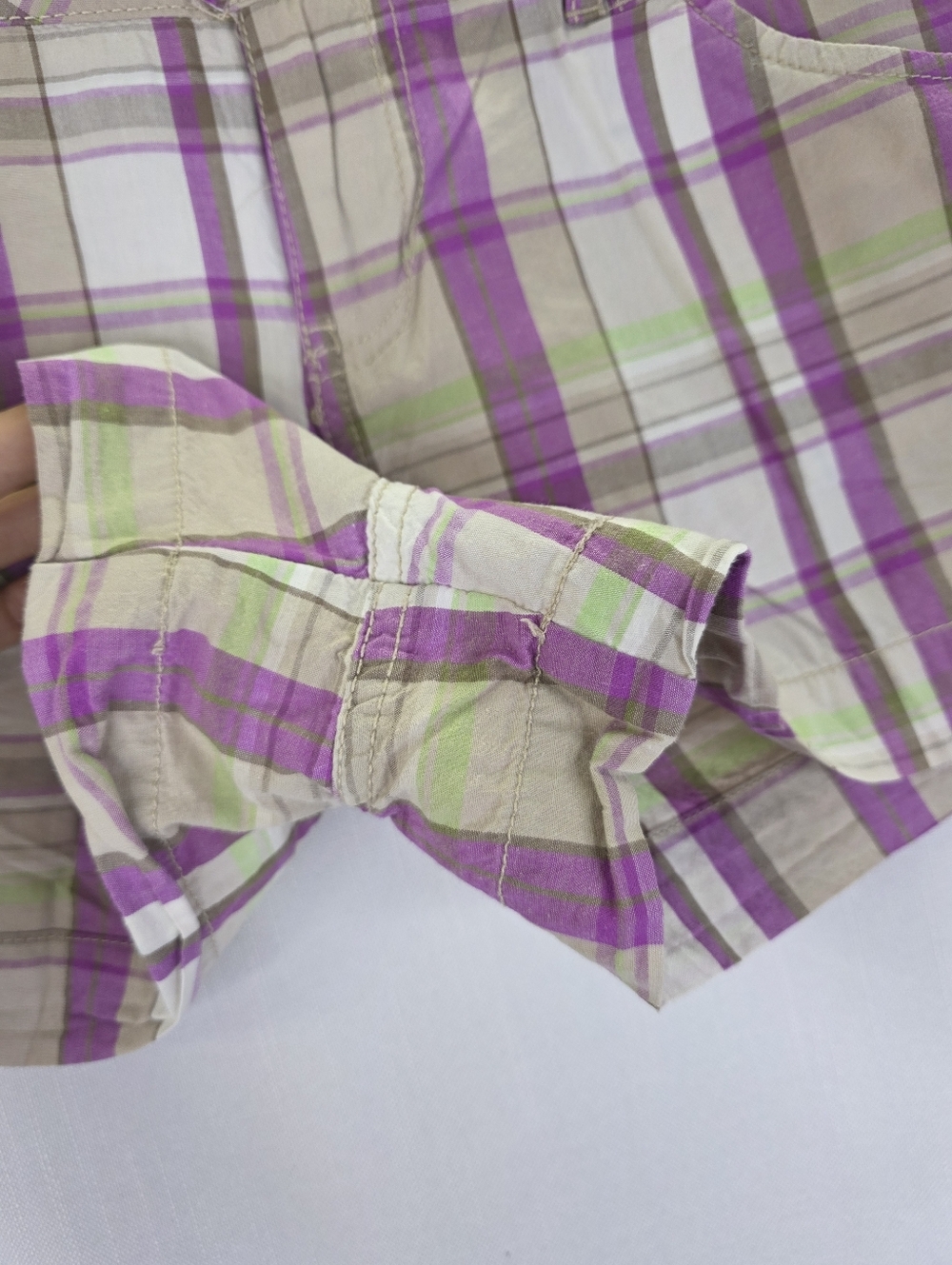 SO Y2k Vintage Low Rise Preppy Plaid Mini Shorts Pink Green Size 9 Juniors 2000s - Picture 7 of 13